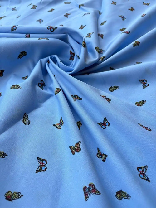 Cotone Percalle Liberty Farfallina Celeste