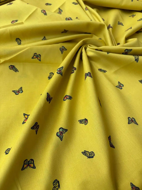 Cotone Percalle Liberty Farfallina Giallo