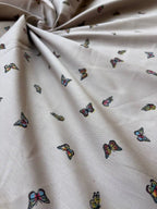 Cotone Percalle Liberty Farfallina Tortora