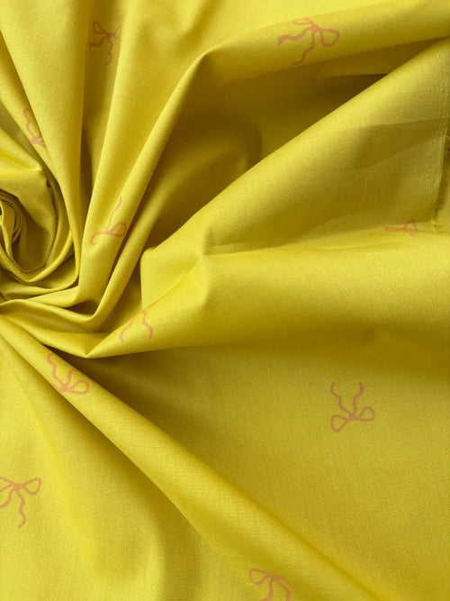 Cotone Percalle Liberty Fiocchetto Giallo