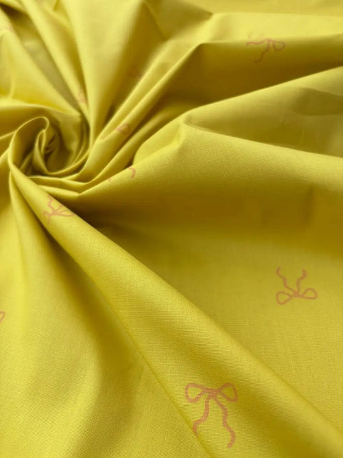 Cotone Percalle Liberty Fiocchetto Giallo