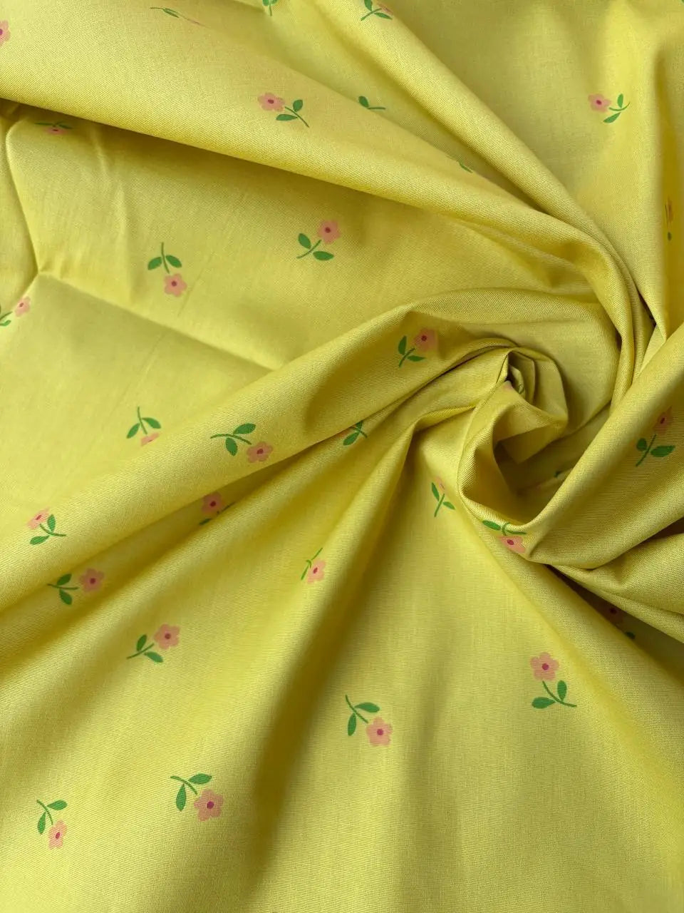 Cotone Percalle Liberty Fiorellino Giallo