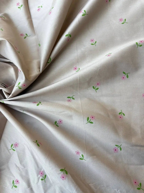 Cotone Percalle Liberty Fiorellino Tortora