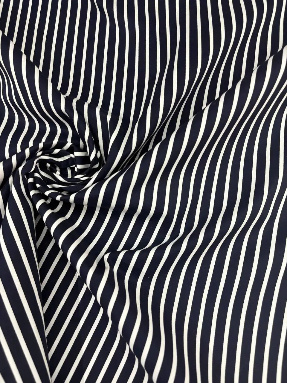 Cotone Popeline Nero Bianco Riga Bacchettina