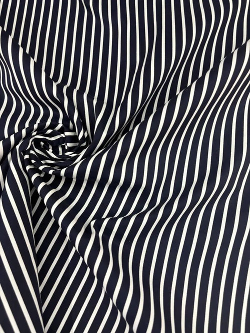 Cotone Popeline Nero Bianco Riga Bacchettina