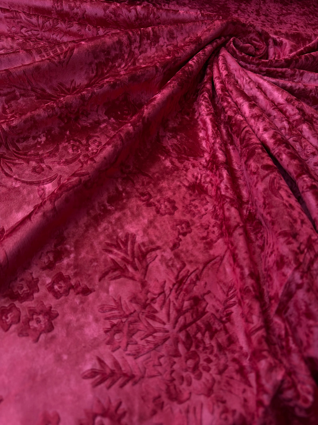 Damascato Jacquard Barocco Velluto Operato Bordeaux Doppia Altezza