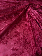 Damascato Jacquard Barocco Velluto Operato Bordeaux Doppia Altezza