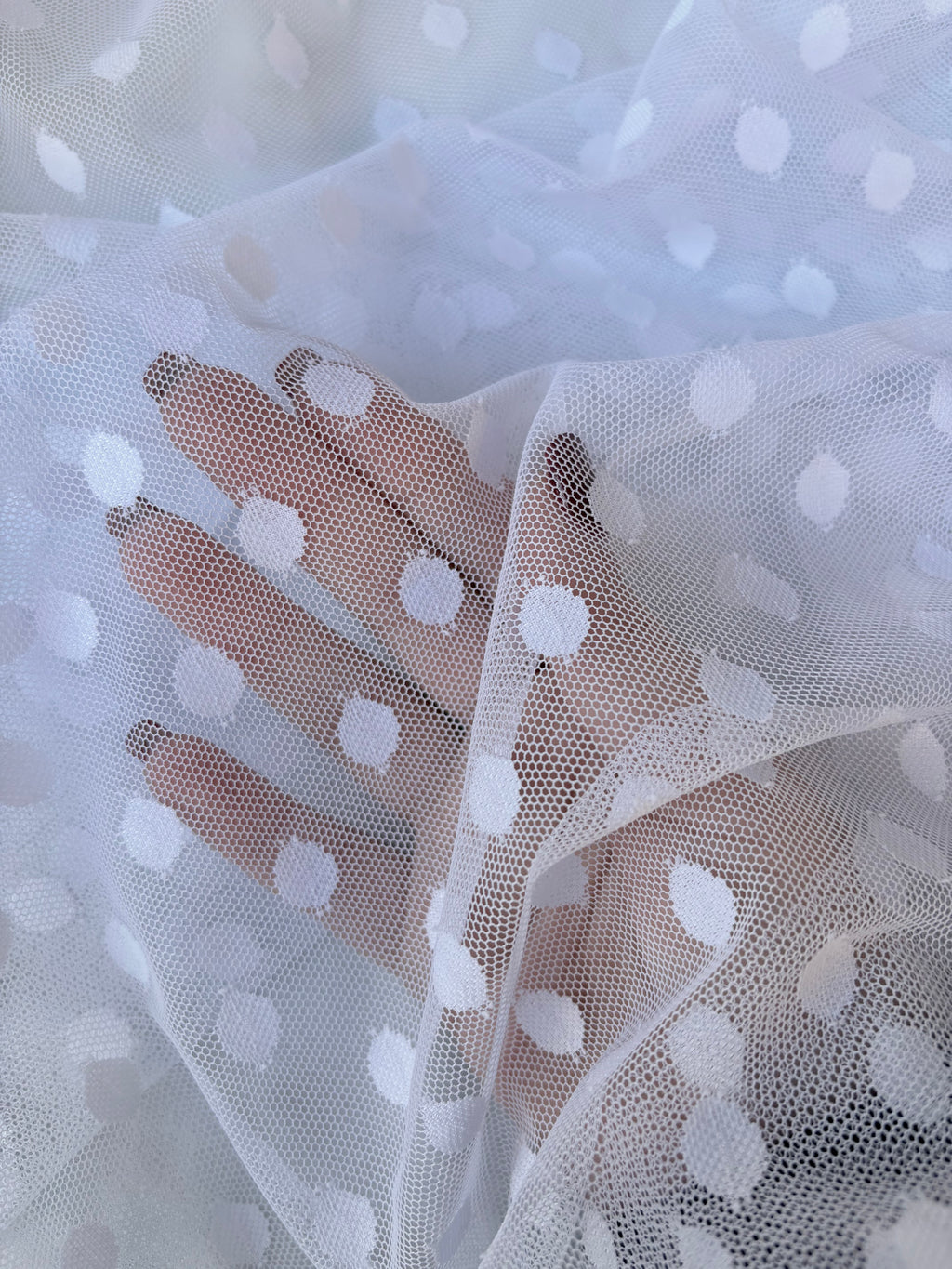 Rete (tullè) Bielastico Pois Bianco