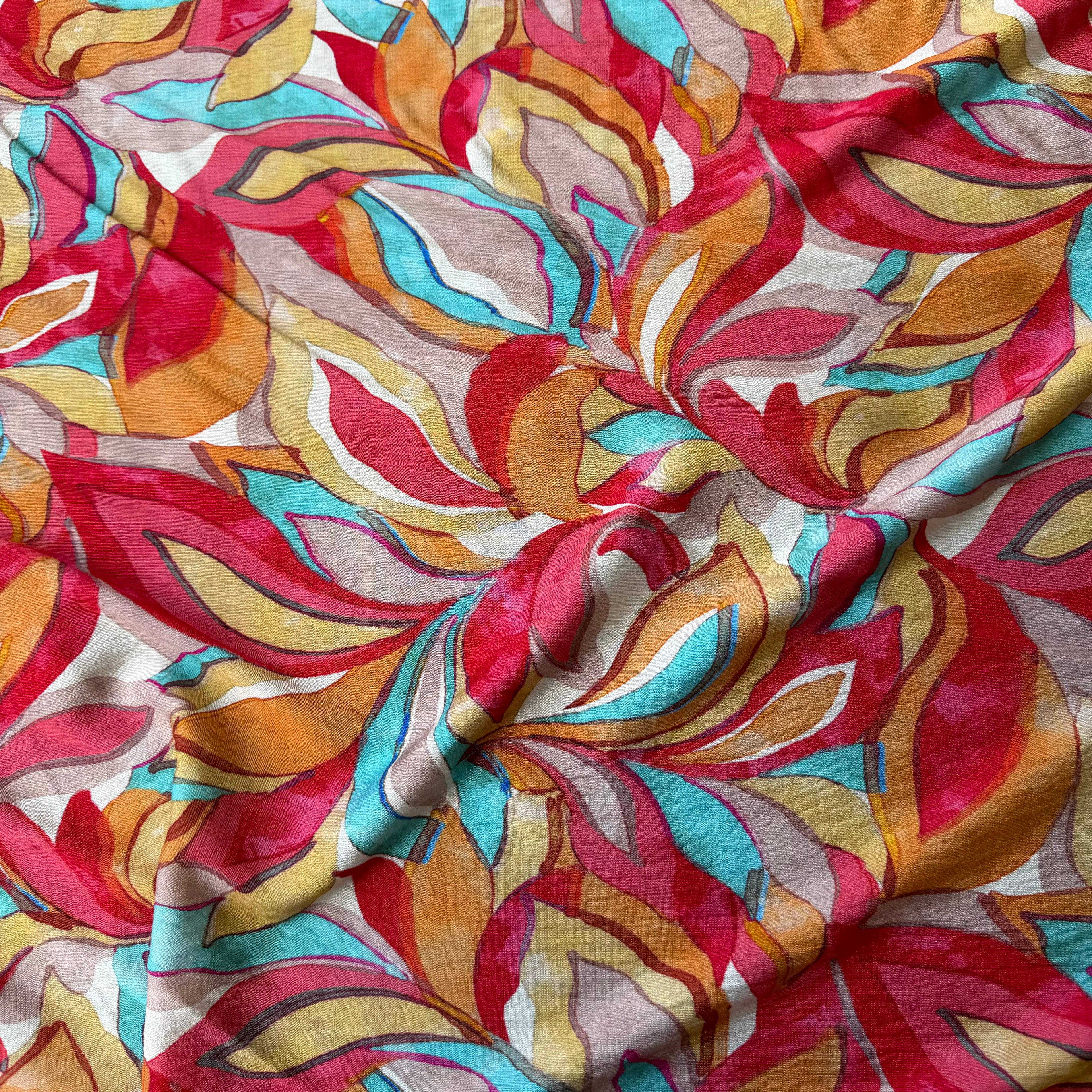Tessuto Misto Lino/Viscosa Ritratto Floreale