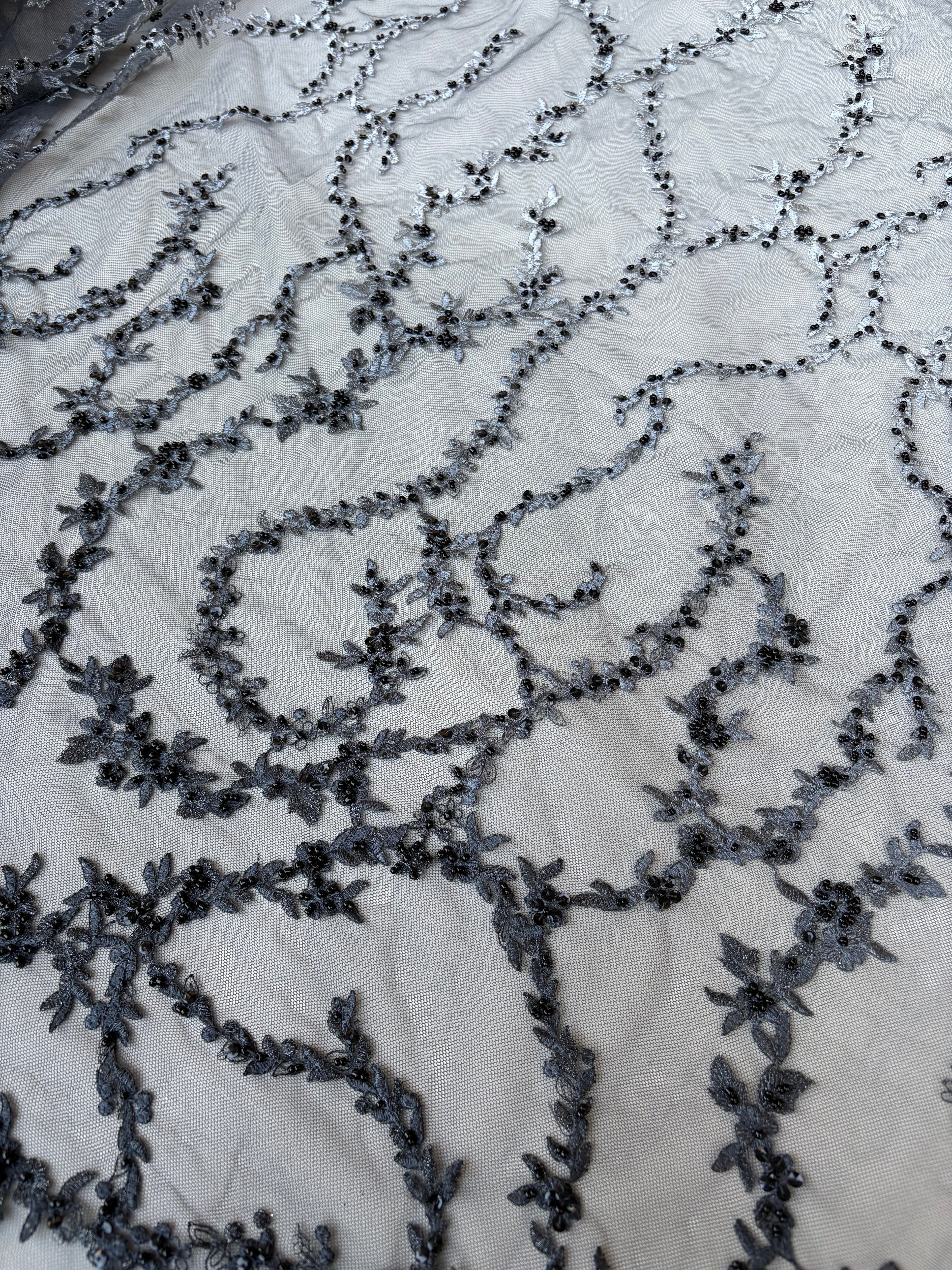 Pizzo Cerimonia floreale degradè nero/argento