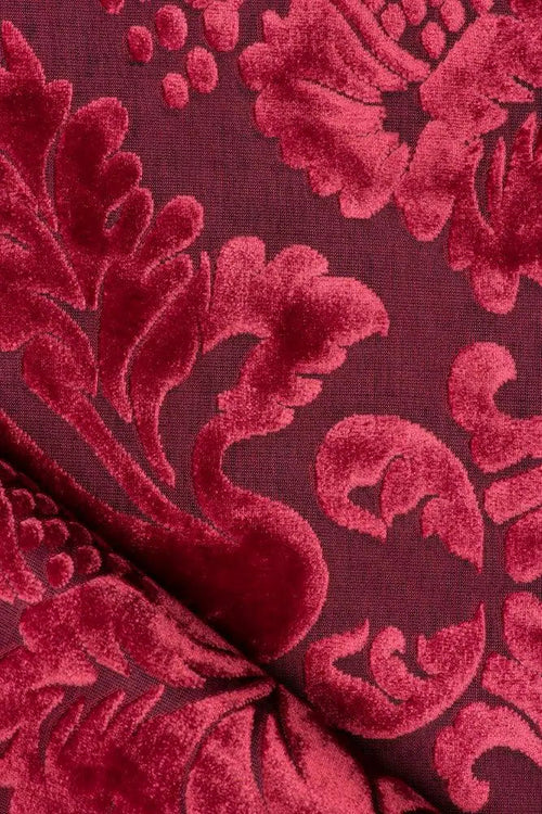 Damascato Jacquard Velluto Operato Bordeaux