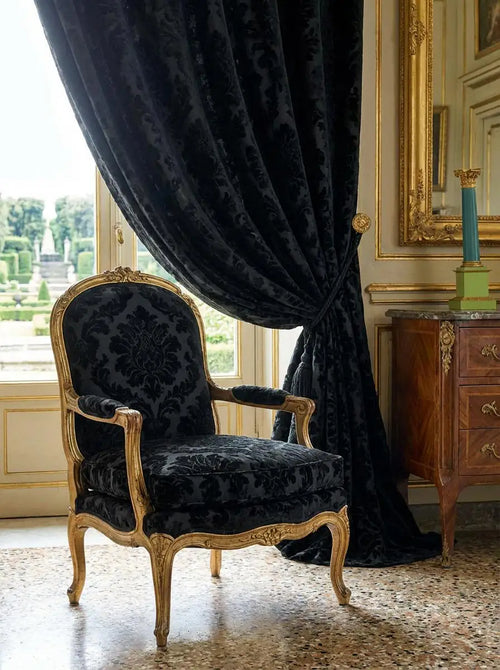 Damascato Jacquard Velluto Operato Nero