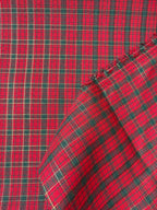 Yarn-dyed cotton tartan with gold glitter h140, three variants