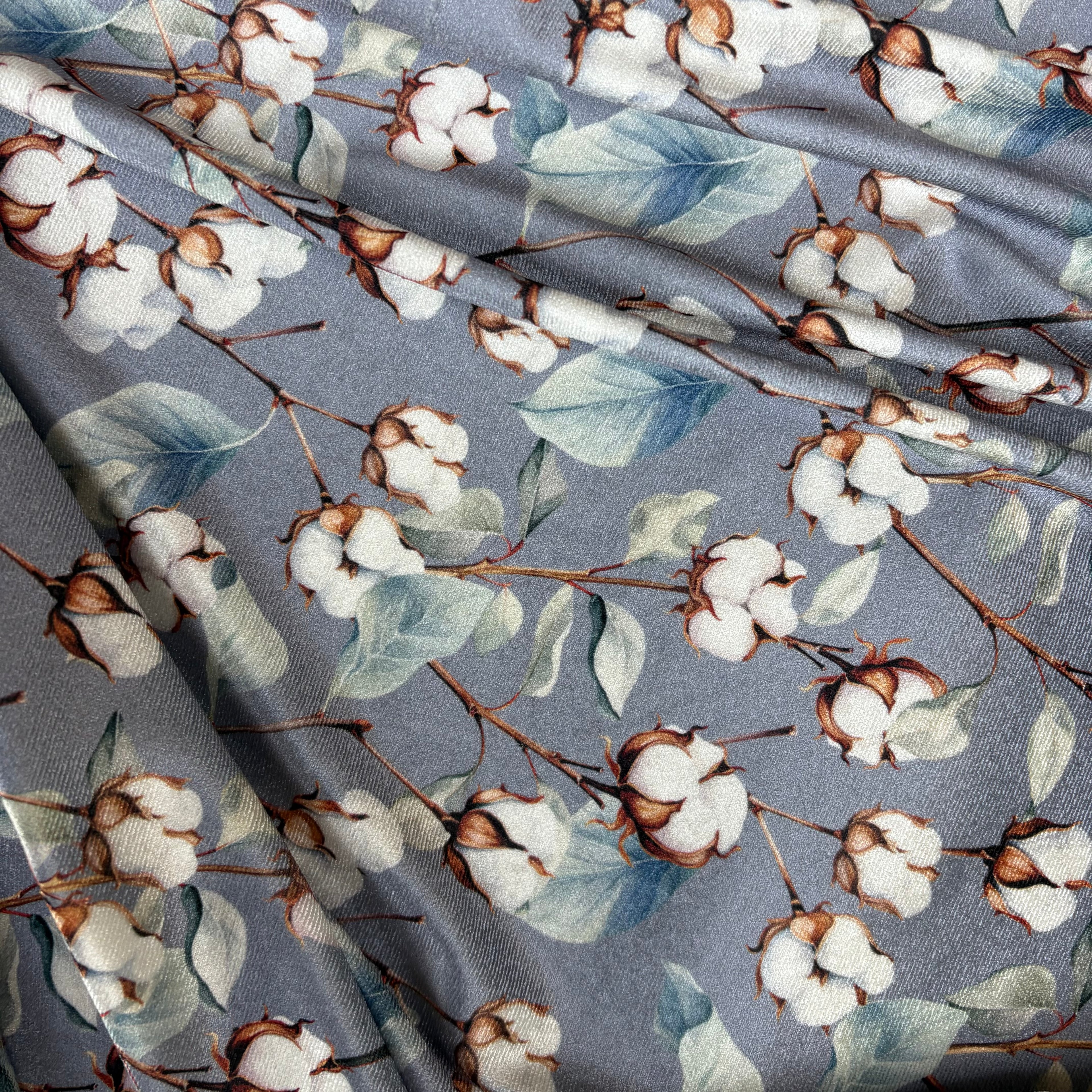 Scampolo Velluto elastico Floreale grigio 2,50x1,50