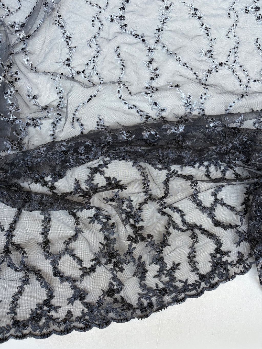 Pizzo Cerimonia floreale degradè nero/argento