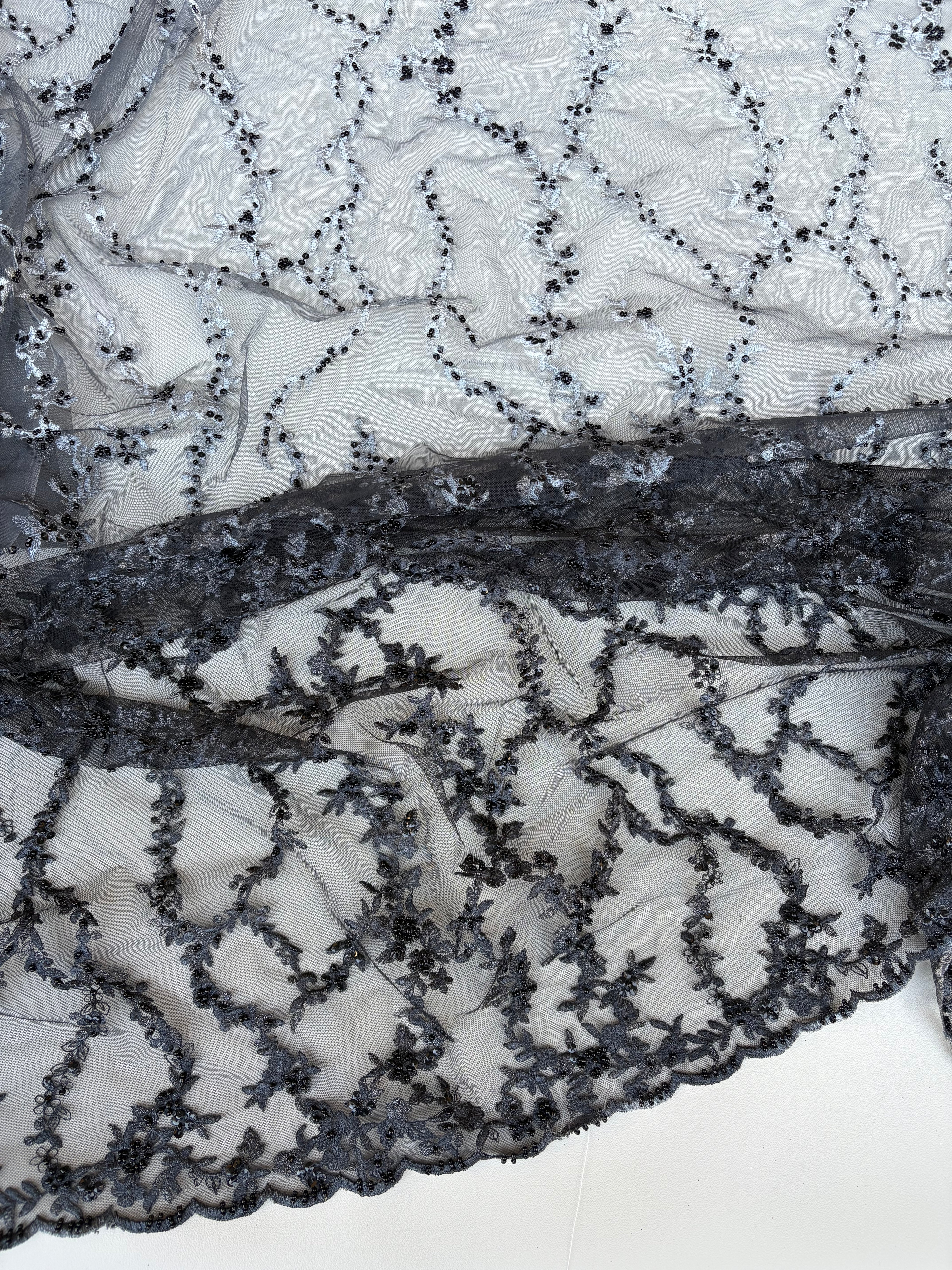 Pizzo Cerimonia floreale degradè nero/argento