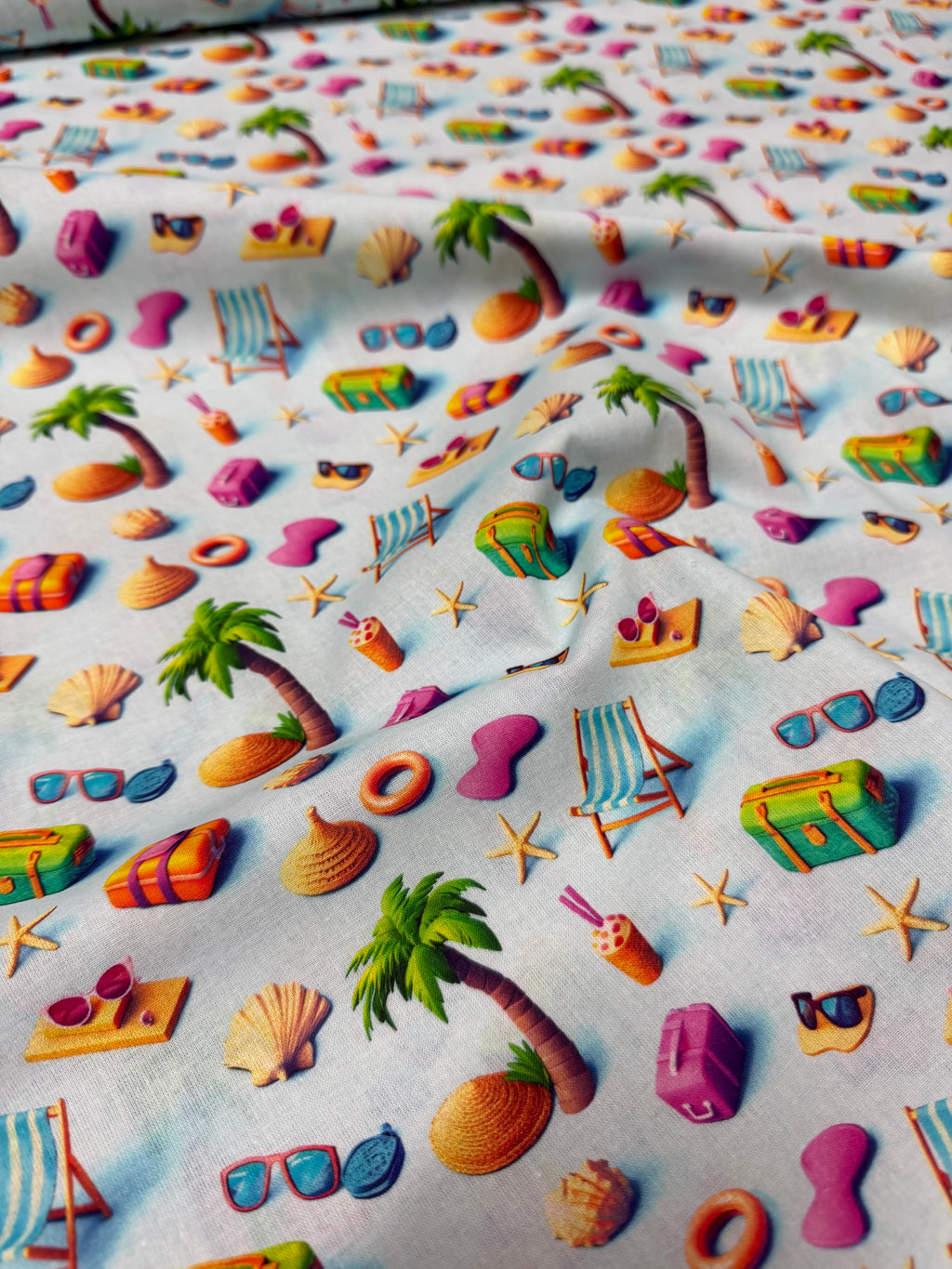 Tessuto Puro Cotone Stampa Digitale 3D