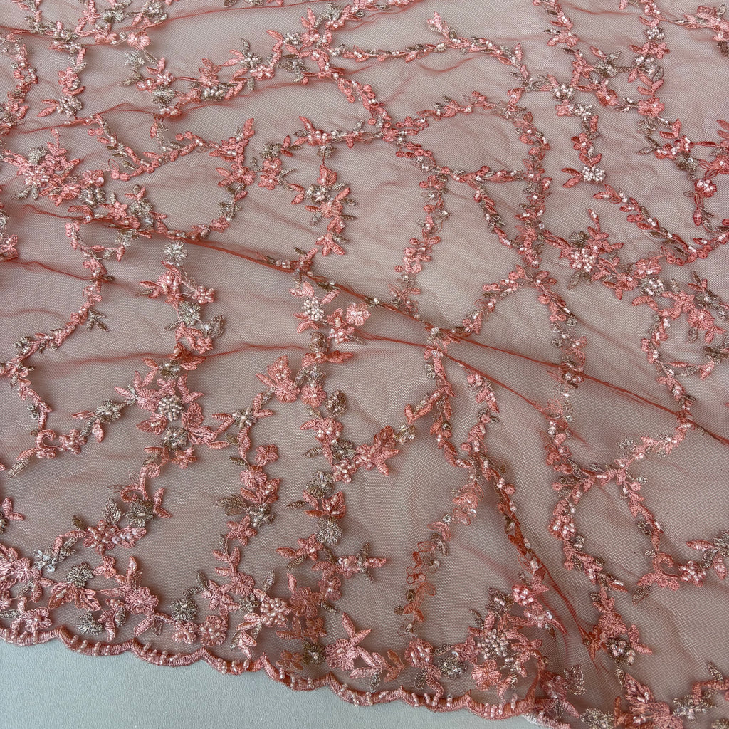 Scampolo Pizzo Cerimonia floreale 1,90x1,30 rosa salmone