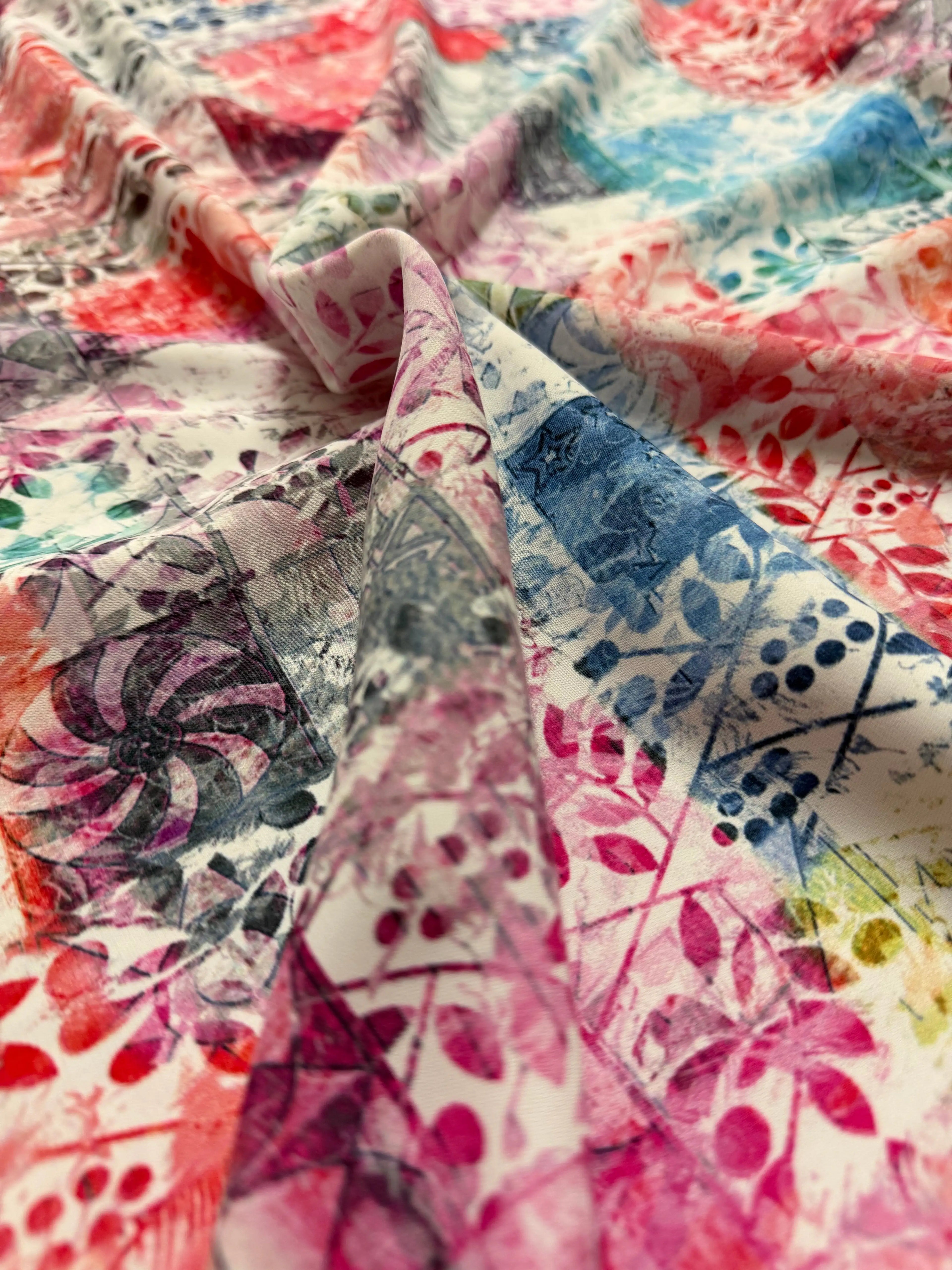 Tessuto Satin Floreale patchwork