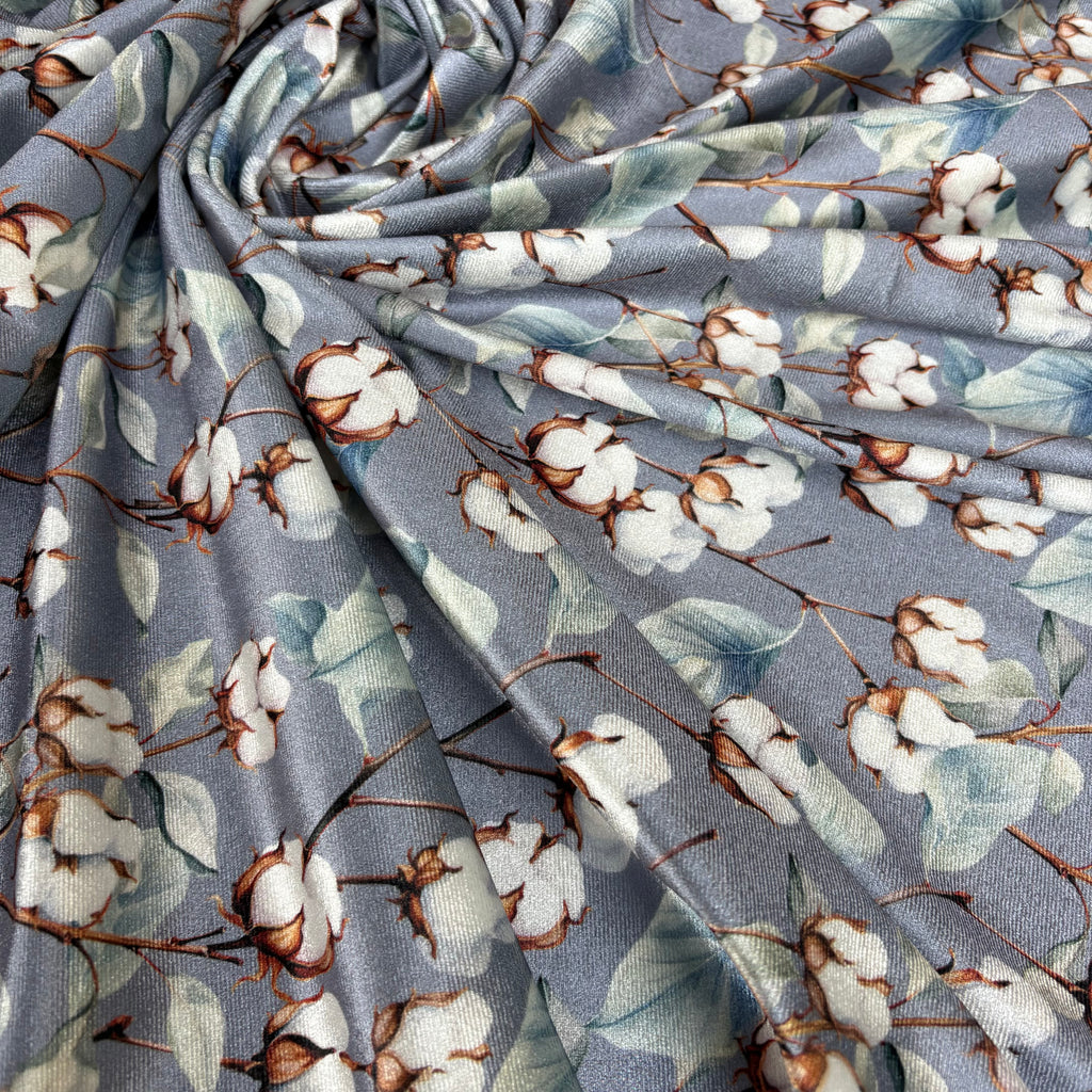 Scampolo Velluto elastico Floreale grigio 2,50x1,50