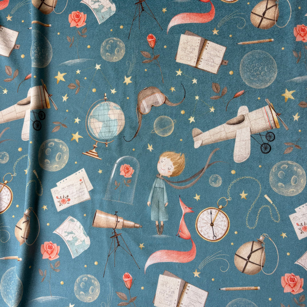 Scampolo Velluto elastico piccolo principe 2,20x1,50