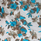 Tessuto Satin Floreale BLU MARIN