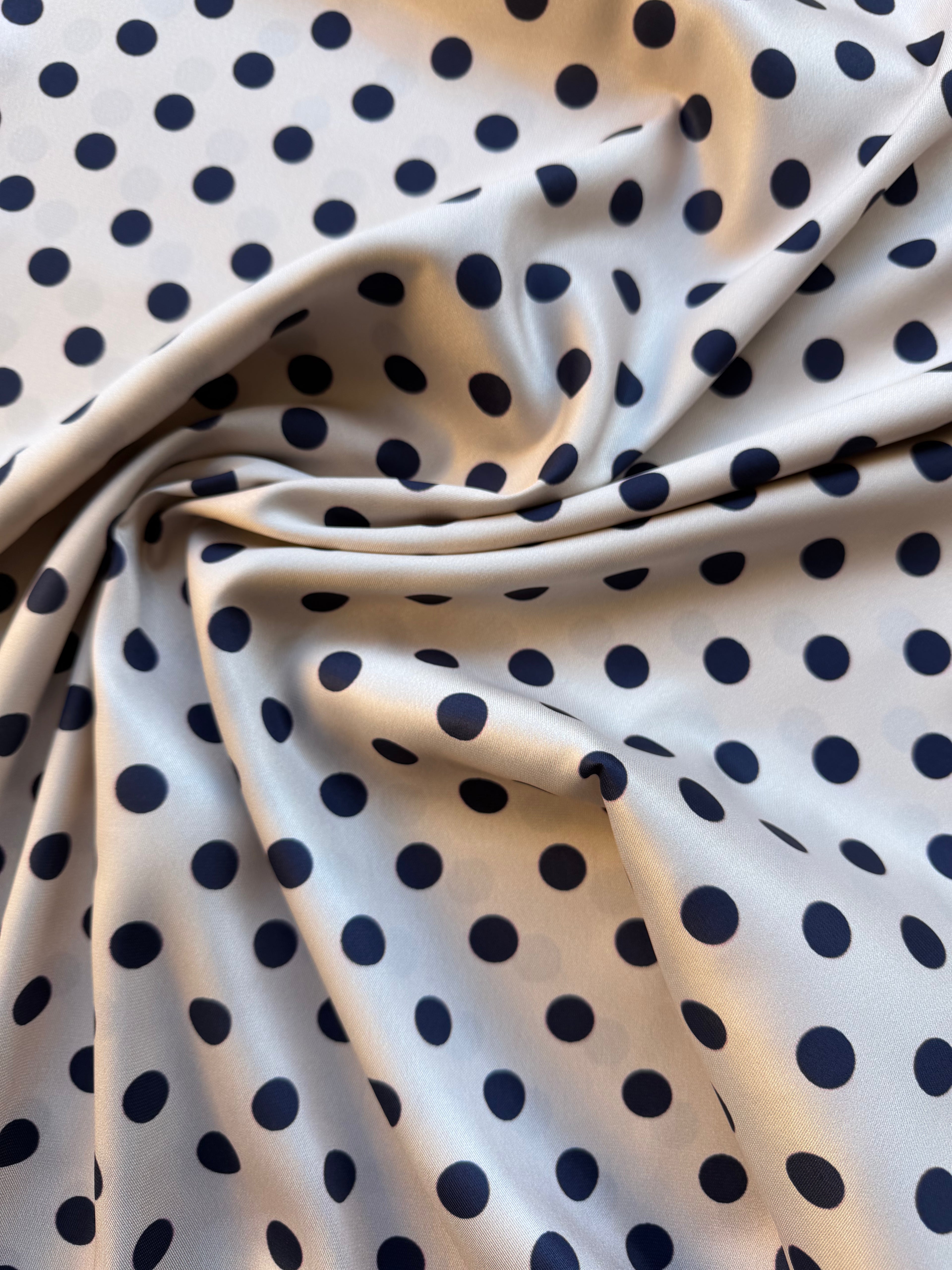 Tessuto Satin Pois Avorio