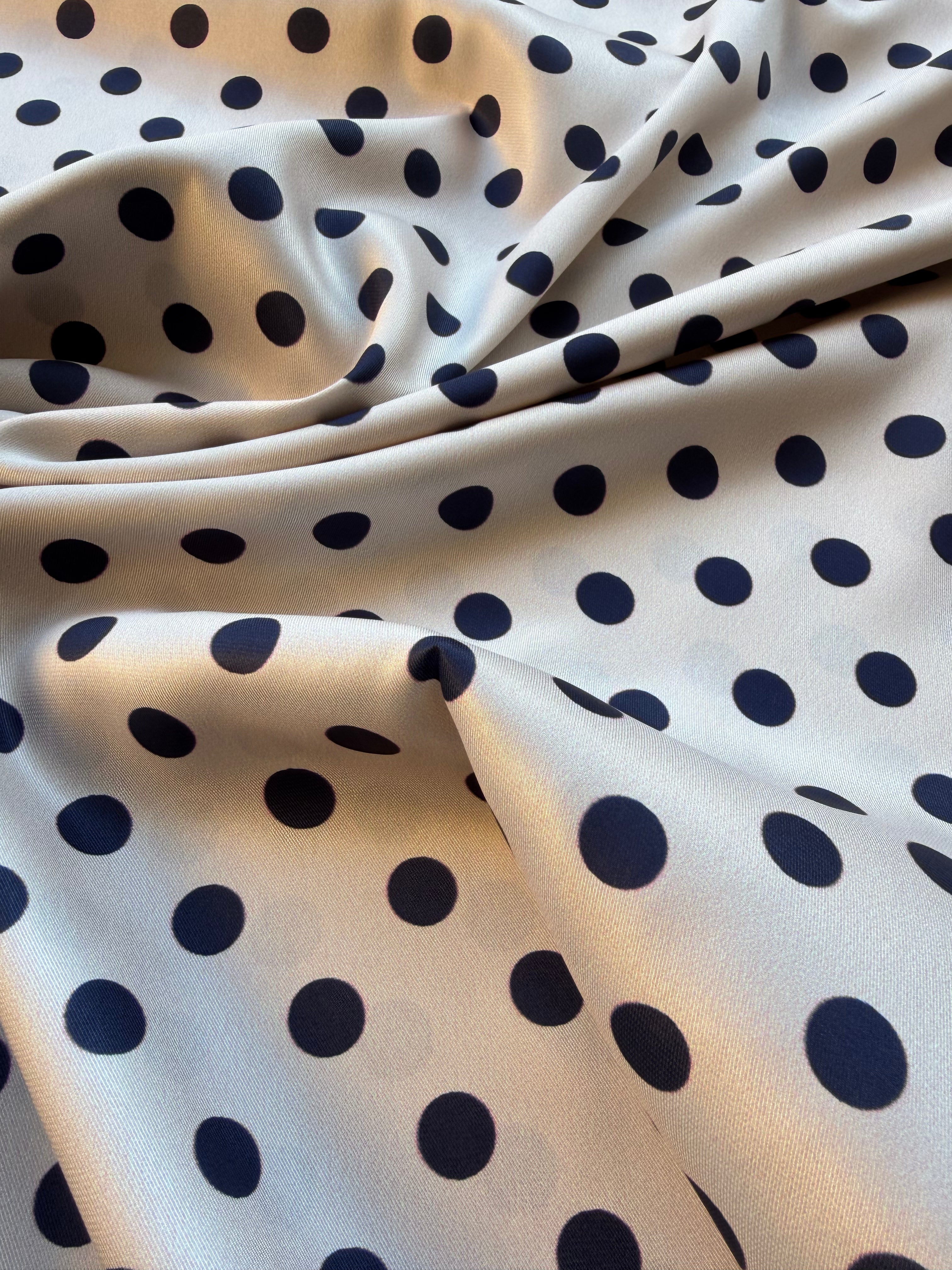 Tessuto Satin Pois Avorio