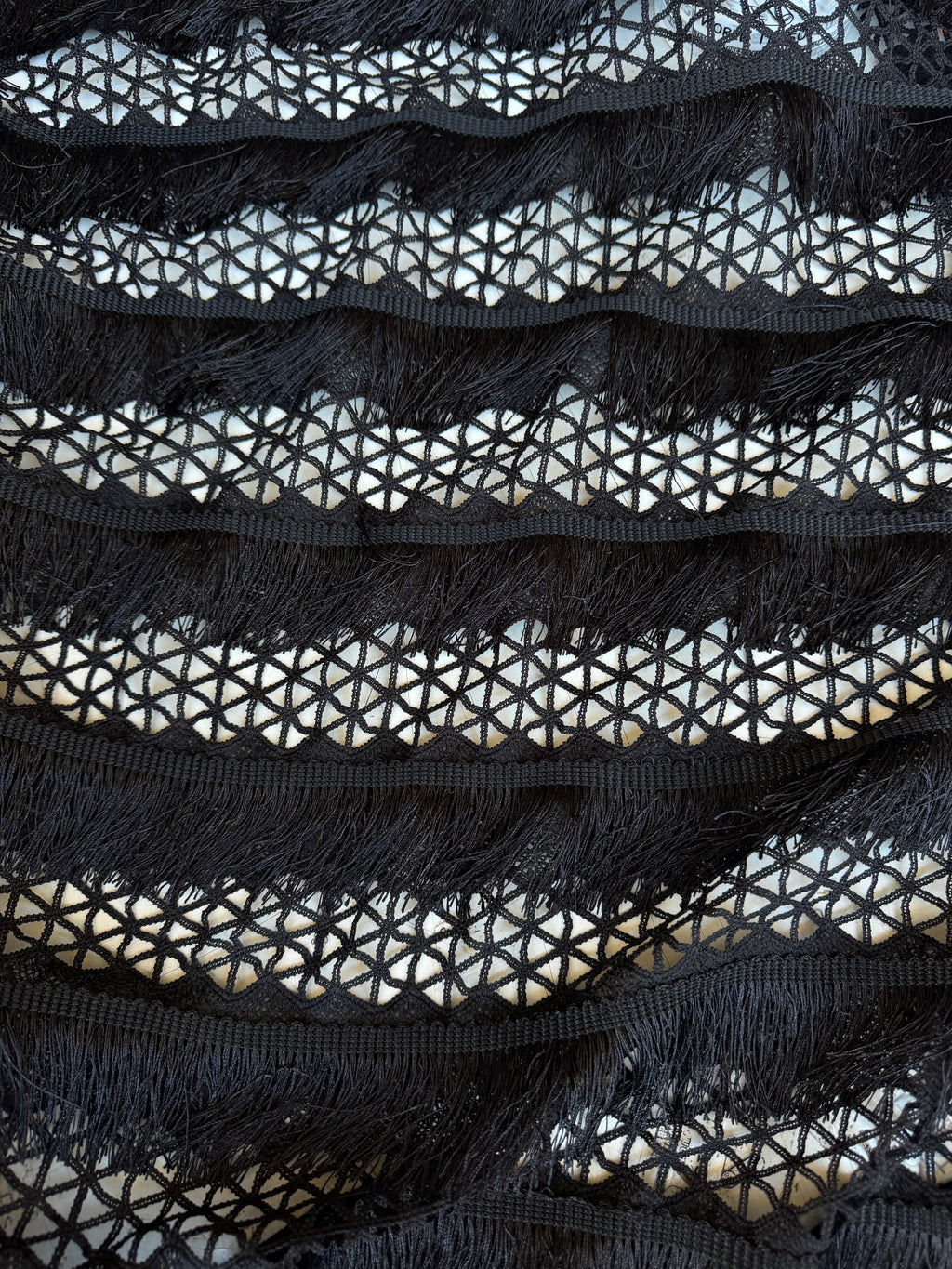 Scampolo Pizzo Traforato con Piume Nero 0,80x1,50