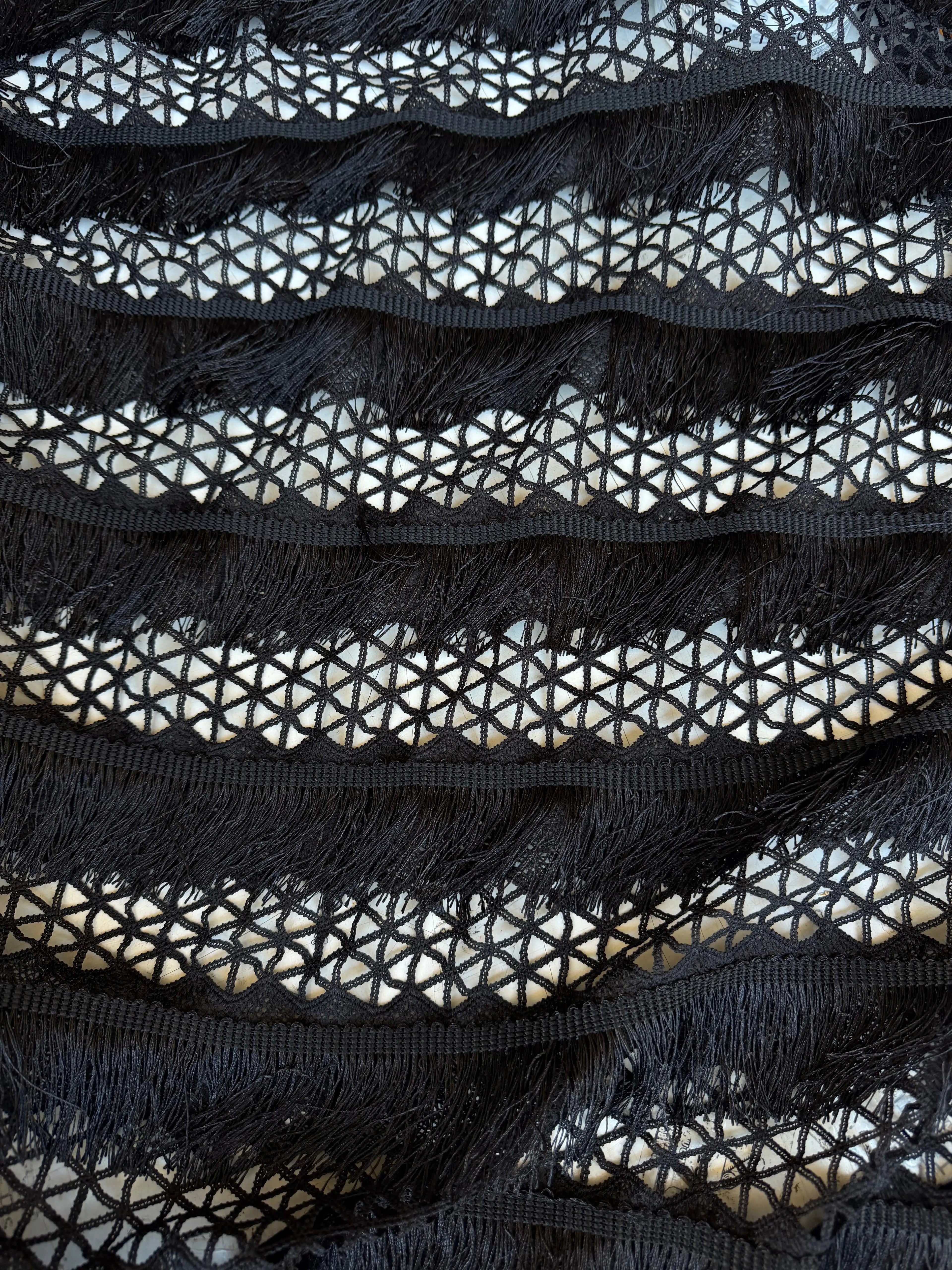 Scampolo Pizzo Traforato con Piume Nero 0,80x1,50