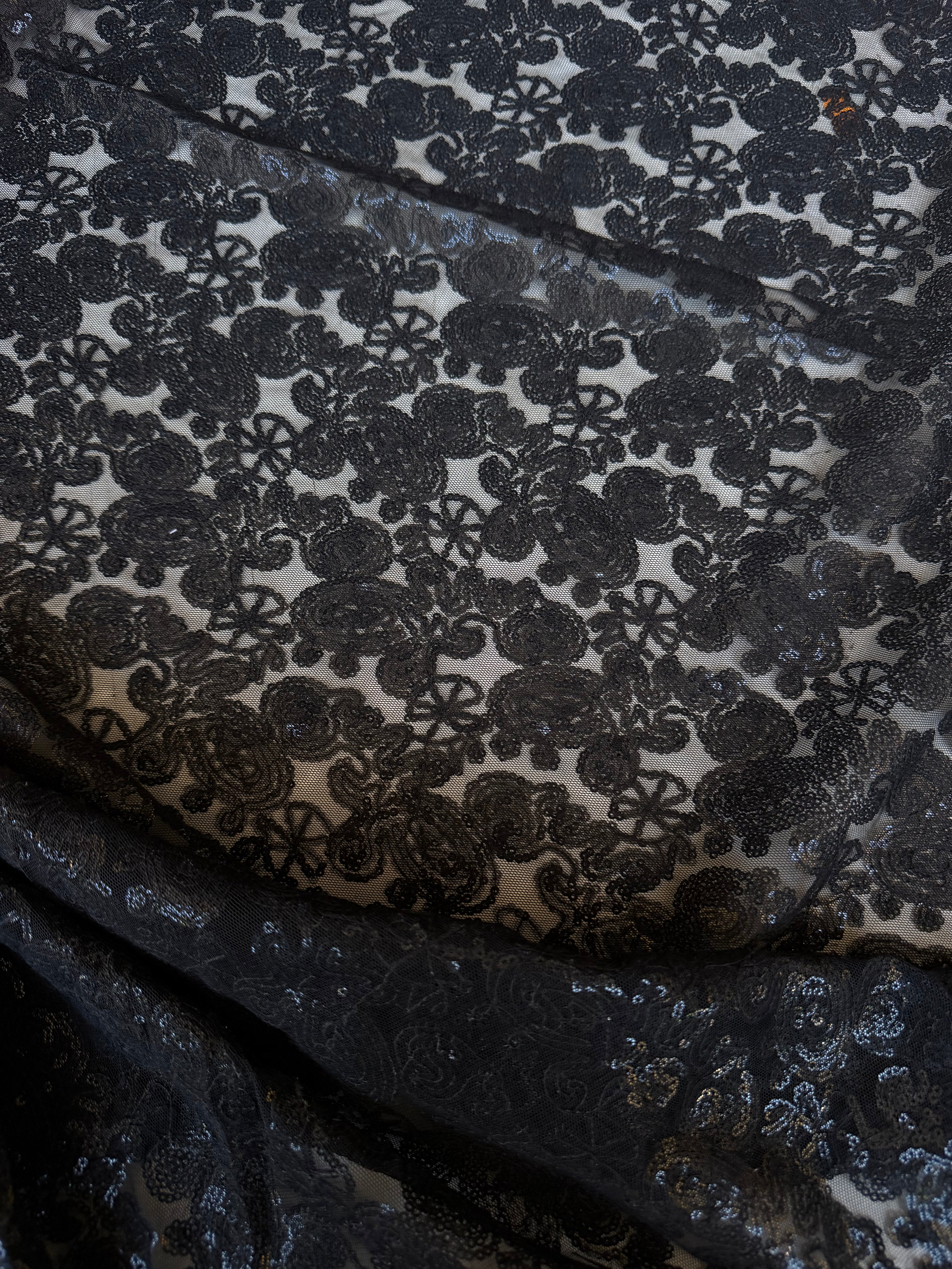 Pizzo Pailettes Fantasia Nero