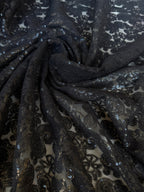 Scampolo Pizzo Pailettes Fantasia Nero 170x1,50