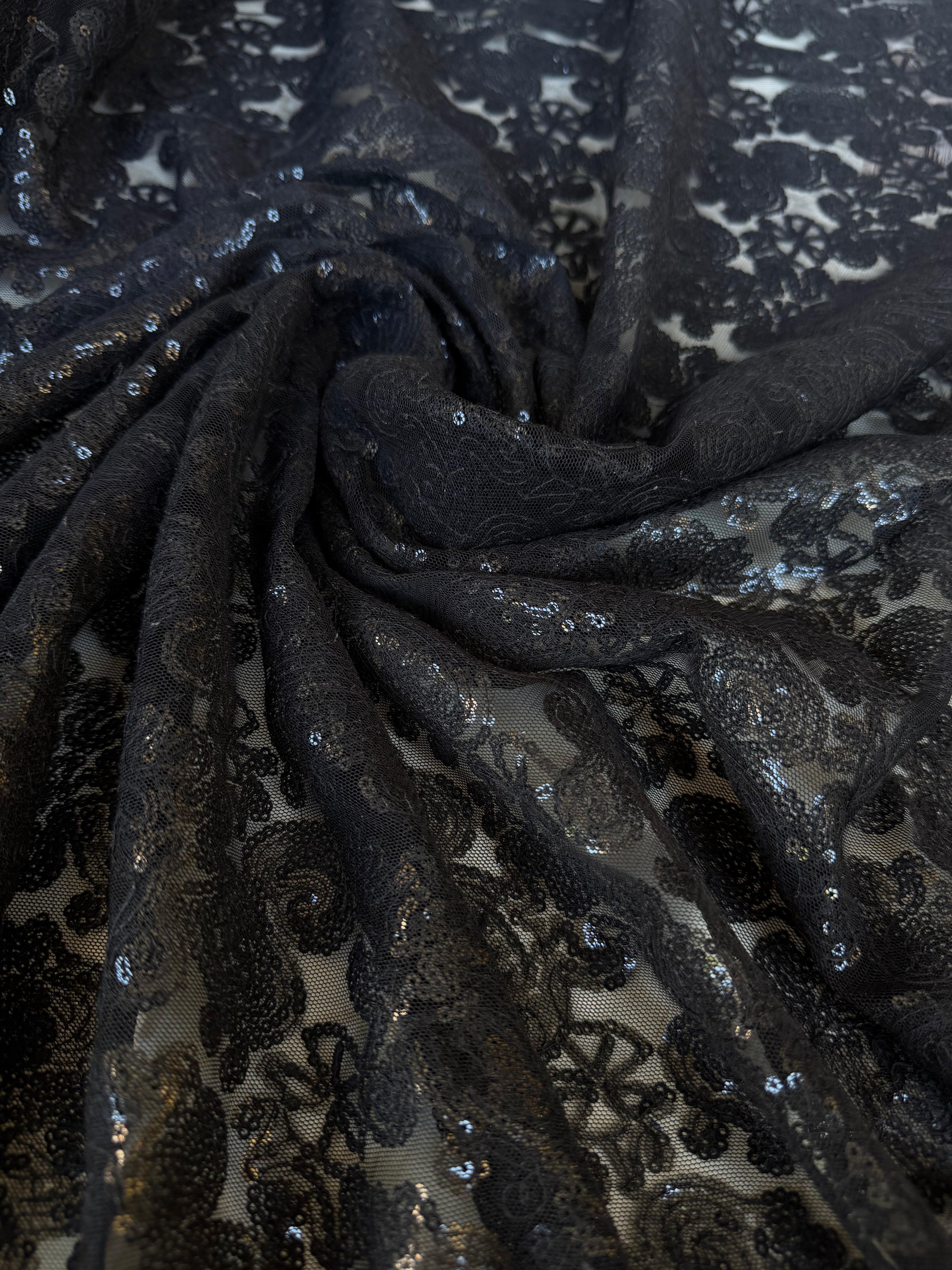 Pizzo Pailettes Fantasia Nero