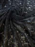 Scampolo Pizzo Pailettes Fantasia Nero 170x1,50