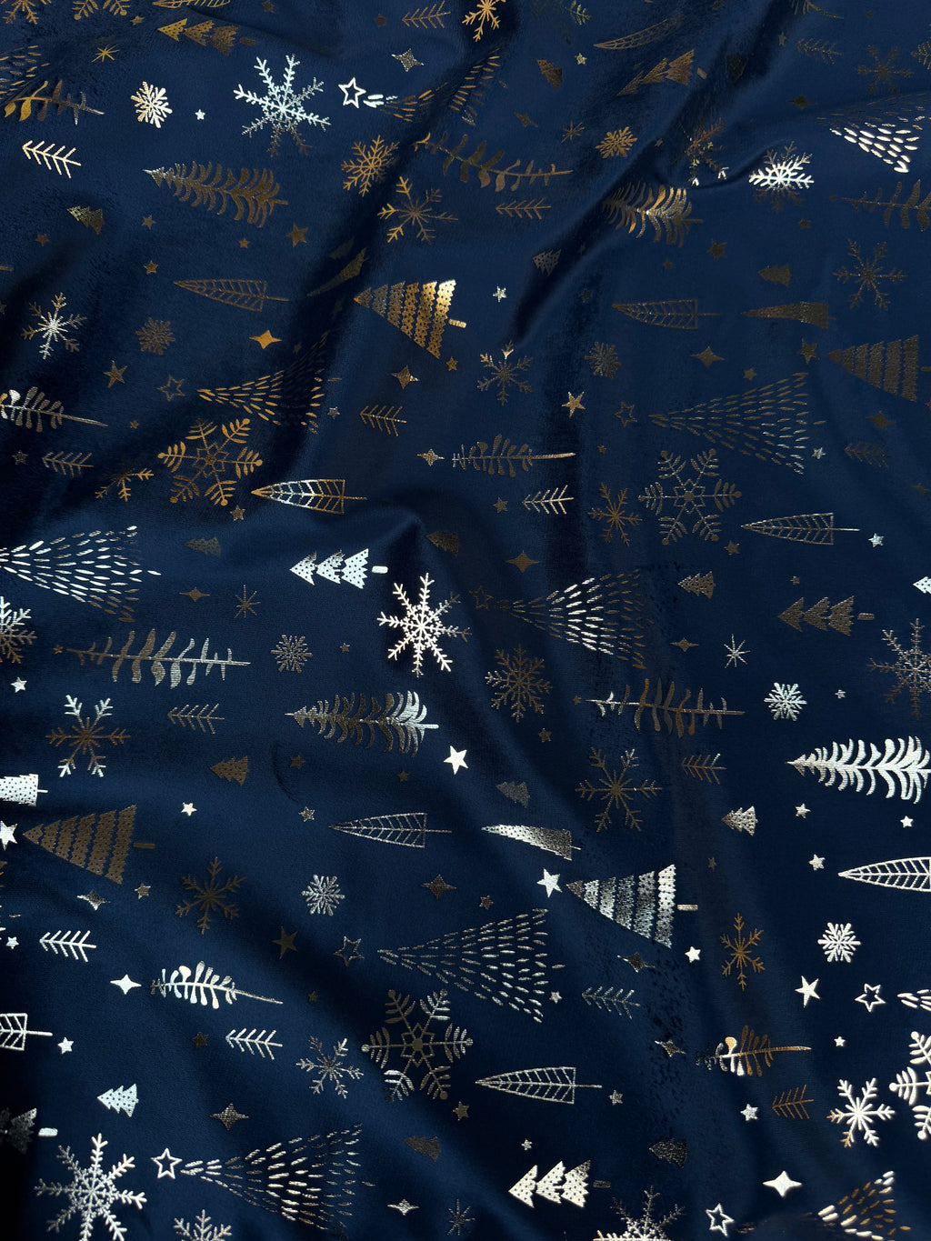 Velluto Blu Scuro Scuro Glitter Natalizio Fantasia Natale