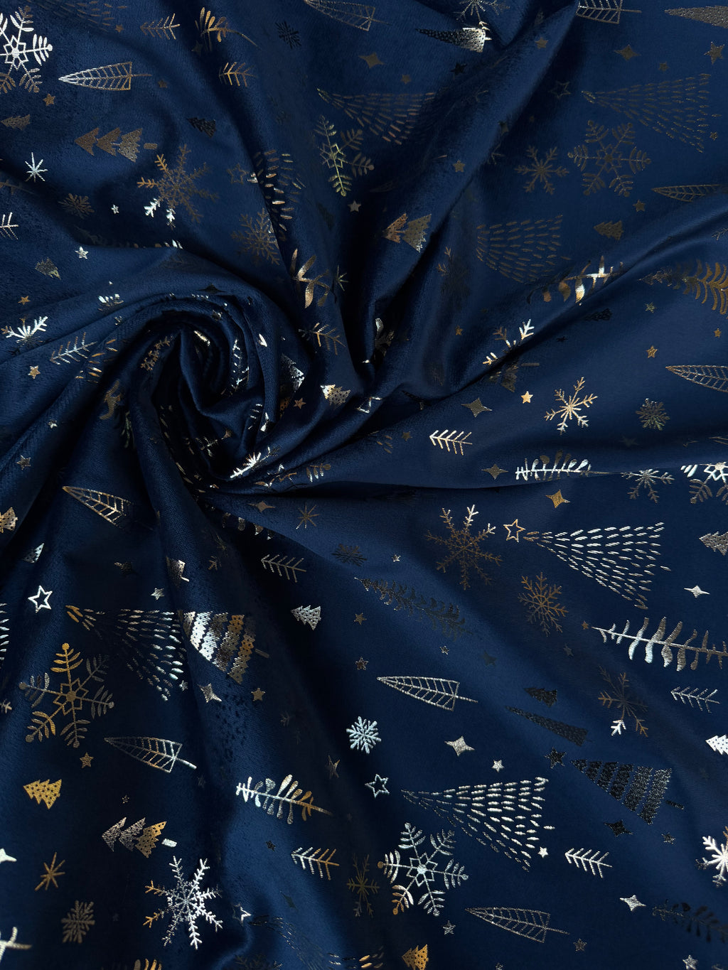 Velluto Blu Scuro Scuro Glitter Natalizio Fantasia Natale