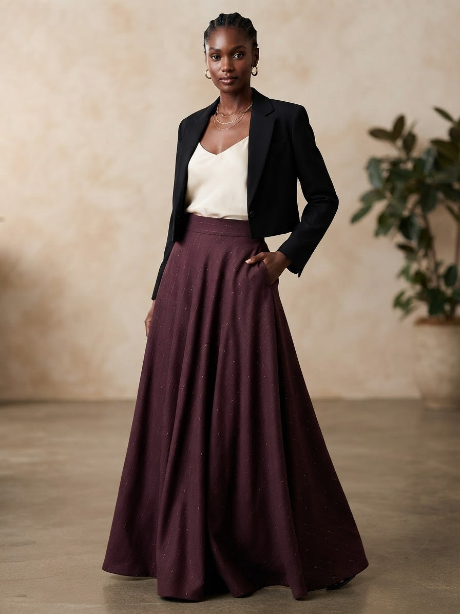 Fresco Lana Stretch Gessato Filo Lurex