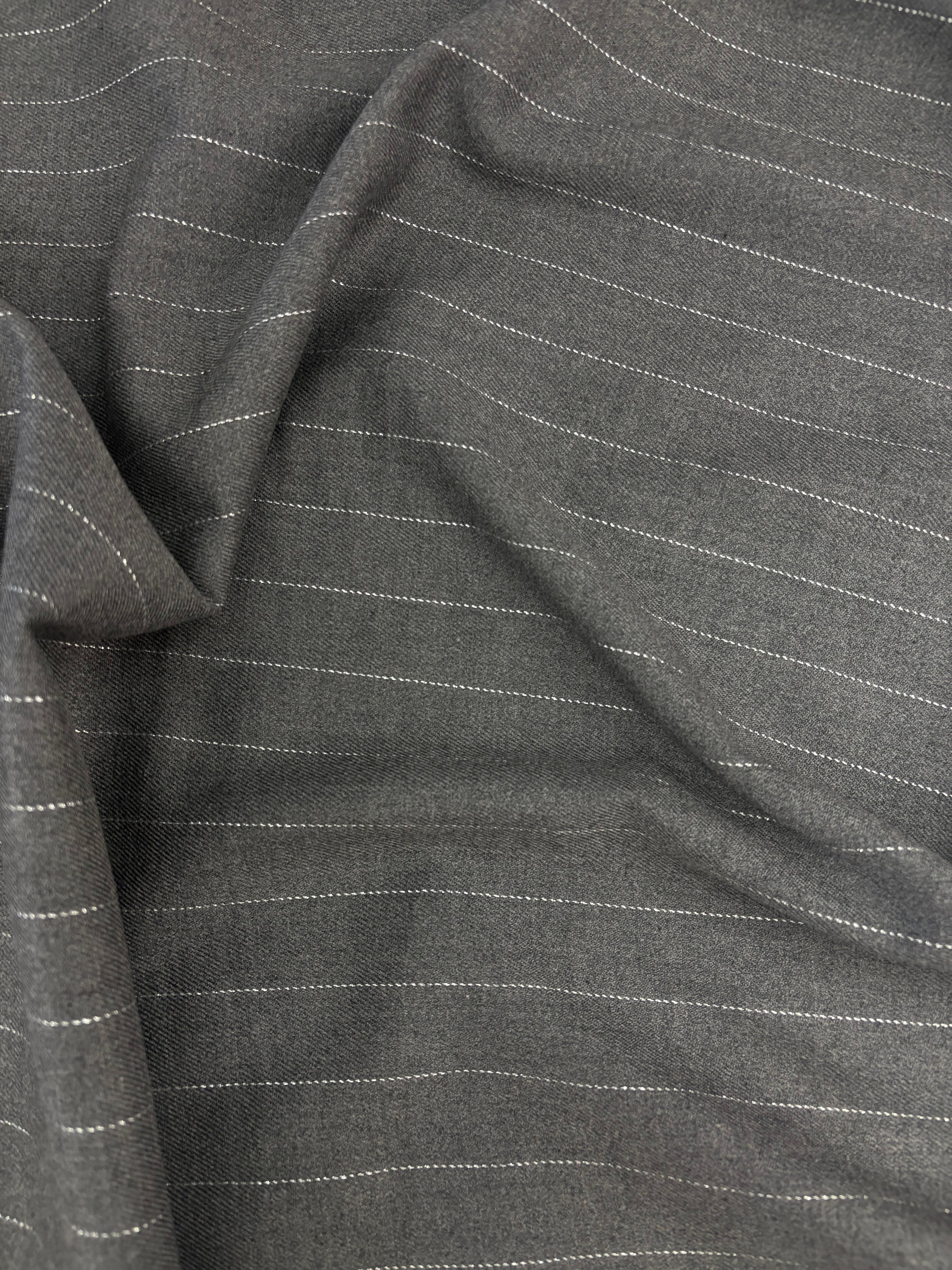 Fresco Lana Stretch Gessato Grigio Filo Lurex SOTTOPREZZO