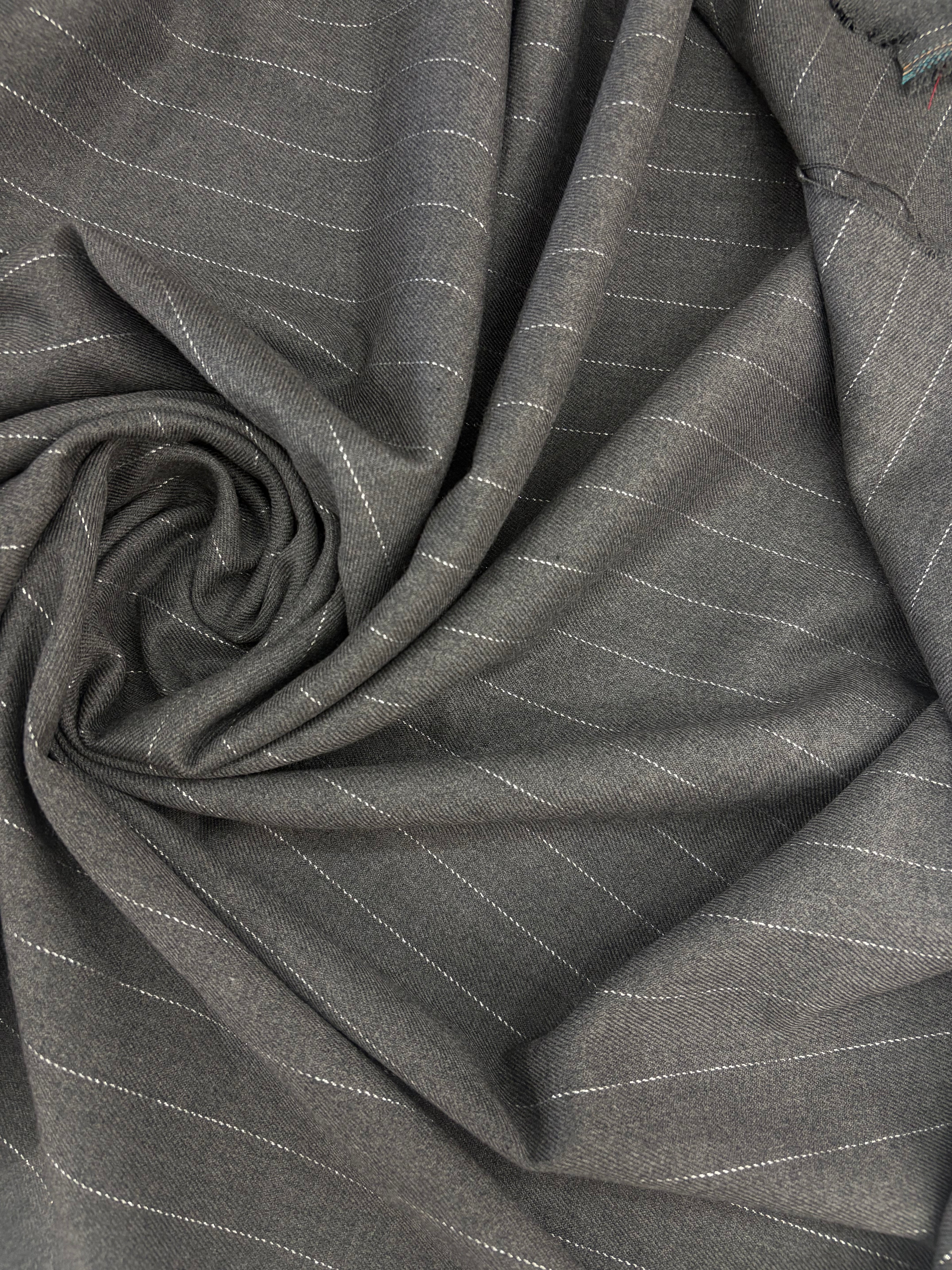 Fresco Lana Stretch Gessato Grigio Filo Lurex SOTTOPREZZO