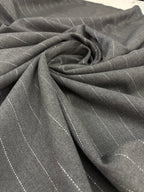 Fresh Stretch Wool Grey Pinstripe Lurex Thread UNDERPRICE 