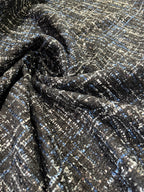 Tessuto Tweed Chanel Blu Scuro con Glitter