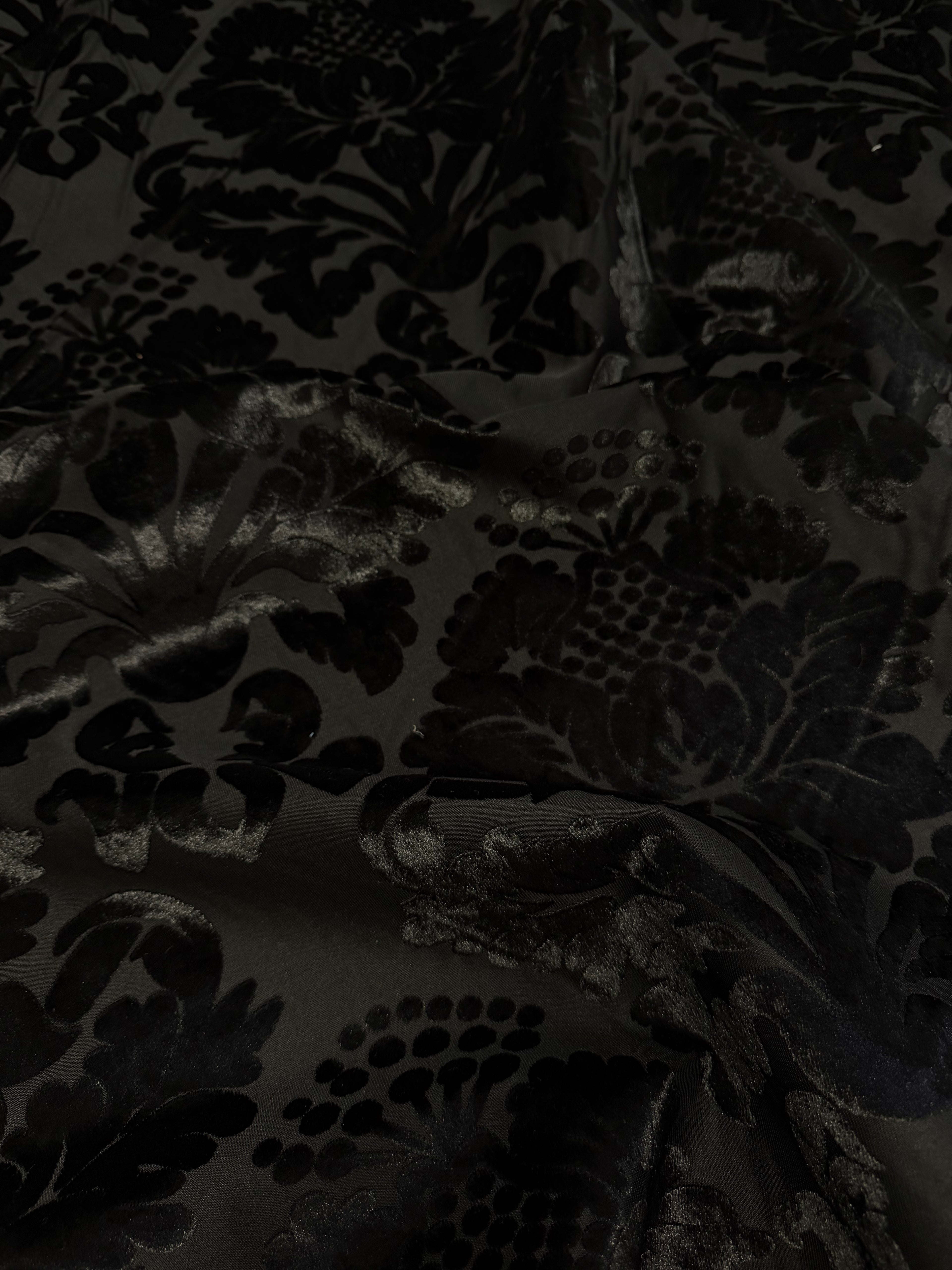 Damascato Jacquard Velluto Operato Nero