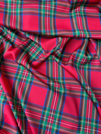 Satin Manoseta Tartan Scozzese Rosso Natale