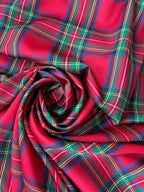 Satin Manoseta Tartan Scozzese Rosso Natale