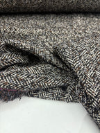 Brown Herringbone Wool Fabric 