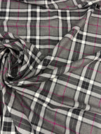 Tartan Scozzese Quadrone Lanetta Grigio con striscia Fucsia SOTTOPREZZO
