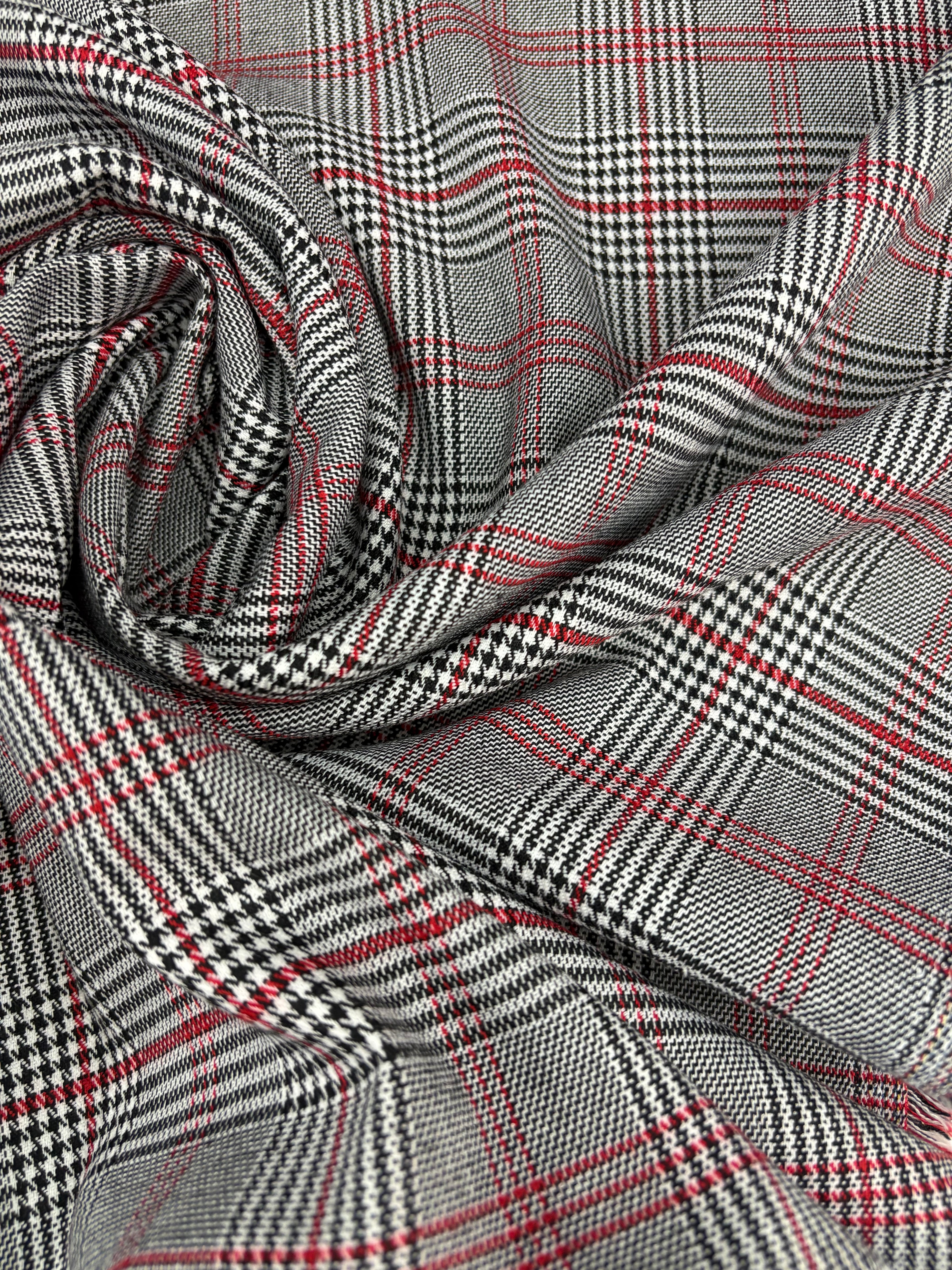Tartan Scozzese Quadrone Lanetta principe di Galles Rosso SOTTOPREZZO