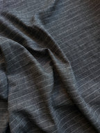 Tessuto Gessato Puro Lino Grigio Scuro