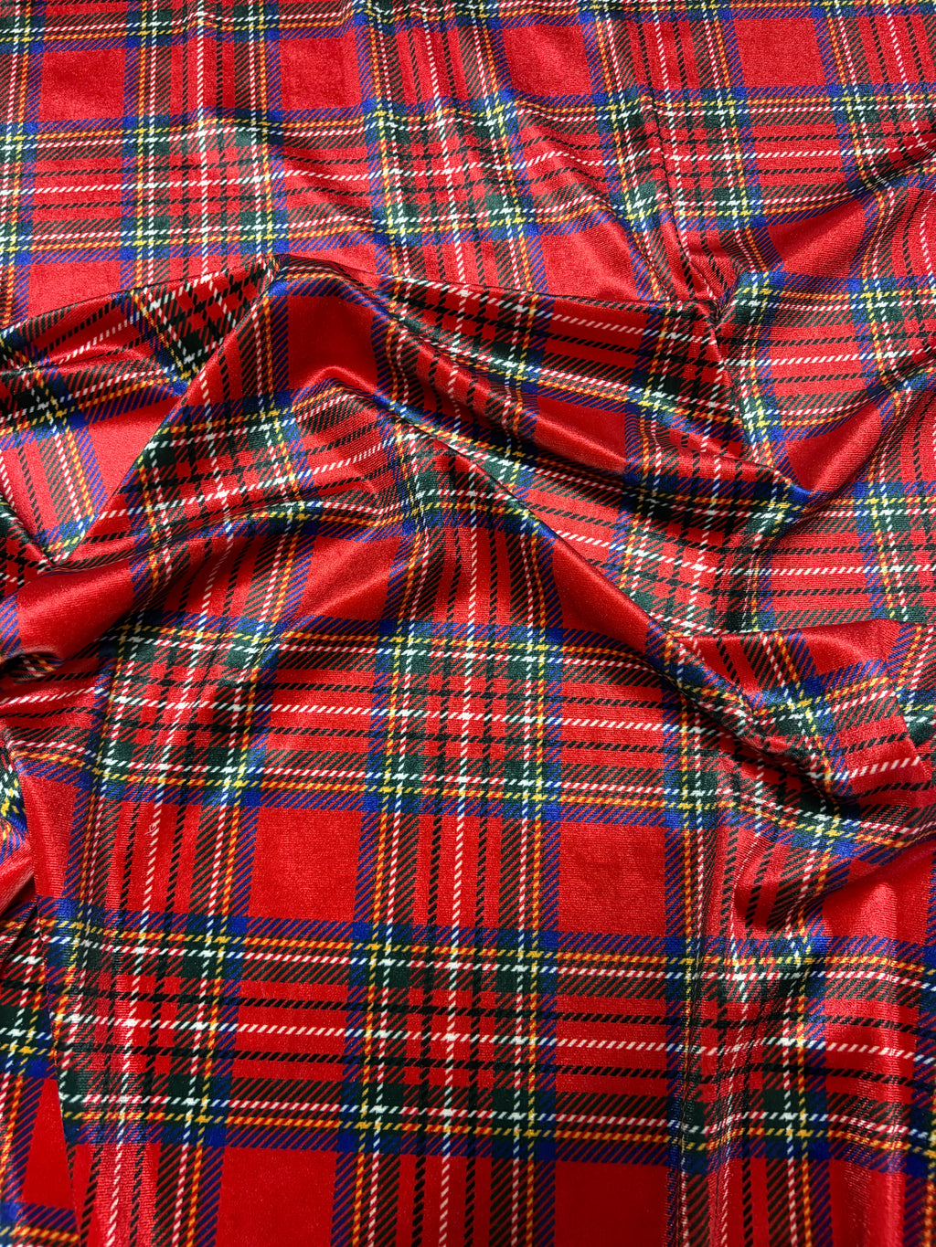 Velluto SCOZZESE TARTAN Rosso ELASTICO