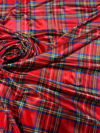 Velluto SCOZZESE TARTAN Rosso ELASTICO